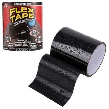 Vandtæt Tape / Flex Tape - Ekstra Stærk - 10cm x 1,5m - Sort Sort