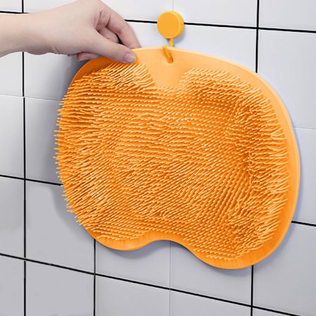 Fotvasker for Dusj, med Sklisikre Sugekopper, for Fotpleie, Eksfoliering, Spa, Fotsirkulasjon og Reduserer Fotsmerter (oransje)