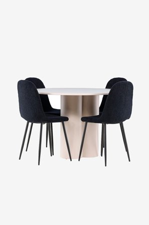 Venture Home - Olivia spisebord med Polar spisestol - Svart - Spisegruppe 4 personer - Fra Homeroom