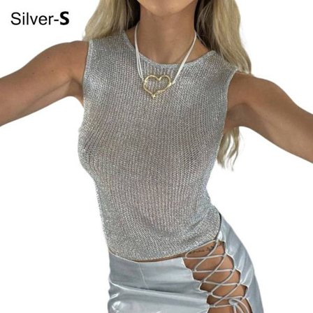 T-skjorte i gjennomsiktig netting for kvinner SILVER S S