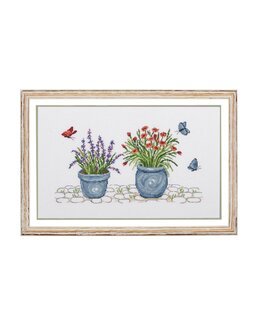 Broderikit Billede Lavendel & Nelliker - Permin