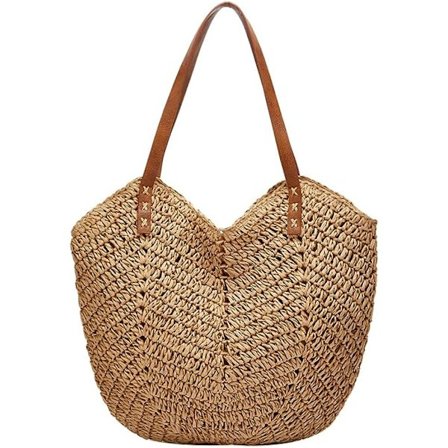 Sommer Casual Halm Tote Taske Stor Kapacitet Vævning Skulder Håndtaske