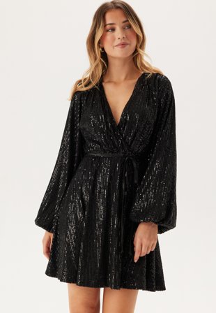 Bubbleroom Occasion - Sequin Balloon Sleeve Dress - Kläder