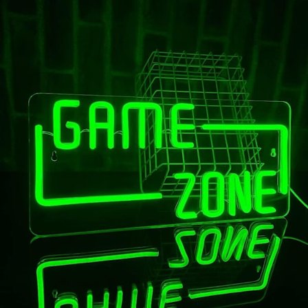GAME ZONE Neonskilt til Spillerumsdekoration, Neonskilt USB-skilt Åbent Skilt Vægdekoration LED Spilelementer