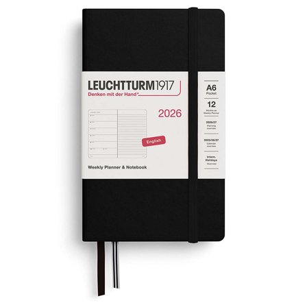 Planner Weekly Planner & Notebook 2026 A6 Black