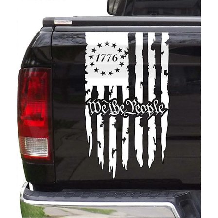 We The People Flagg 1776 Distressed American USA US Flagg Lastebil Bakluke Vinyl Dekal Introduksjon til USAs Grunnlov passer