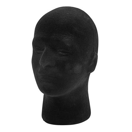 5x Mandlige Styrofoam Foam Mannequin Manikin Head Model Parykker Briller Kasket Display Stand Sort Black