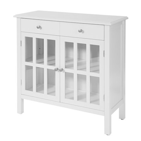 SoBuy Lavt skab med 2 skuffer i hvid 80x34x79.5cm, moderne FSB23-W