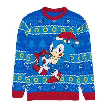 Sonic The Hedgehog Unisex Vuxen Stickad Jultröja S Blå Blue/Red S