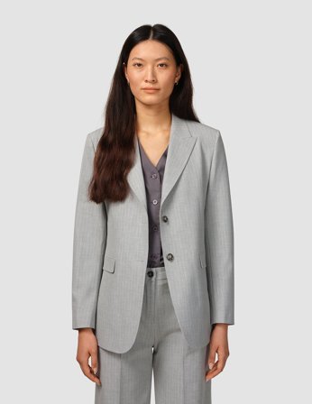 Shaping New Tomorrow - Dame - Essential Blazer - Light Grey Pinstriped - Regular - Størrelse S