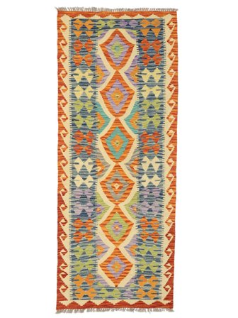 77X194 Tapis Kilim Afghan Old Style D'orient De Couloir Marron/Jaune Foncé (Laine, ) Carpetvista