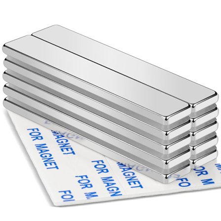 Kraftiga sällsynta jordartsmetaller Neodymmagneter, stavmagneter med dubbelsidig tejp, perfekta för kylskåp, garage, kök, kontor 60x10x3mm 10pack