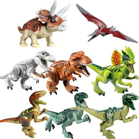 8x Jurassic World Dinosaurie T-rex Figurer Byggeleker Blokker Beste Barnegave Flerfarget