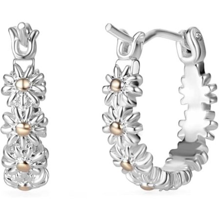 Fine tofargede daisy øredobber, Daisy Hoop Øredobber