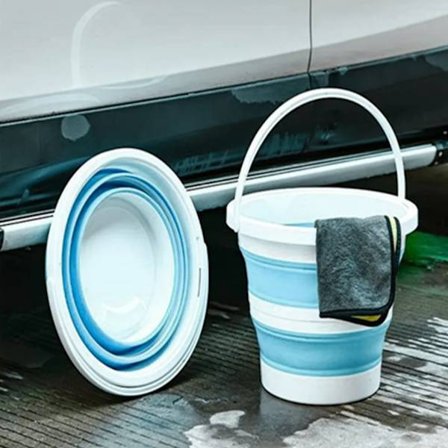 Taitettava ämpäri, 10L ämpäri puhdistukseen kahvalla, moppisanko, autonpesu, retkeily, puutarha (sininen)