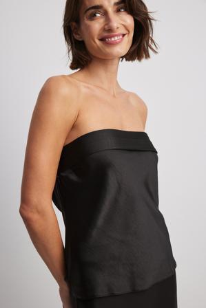 NA-KD Haut bandeau en satin avec revers - Sets De Fête Pour Le Nouvel An - Noir - EU 44