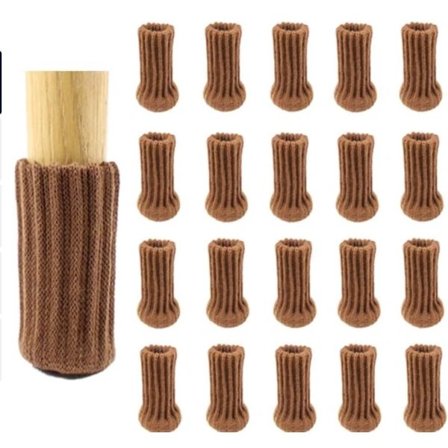 Stolebensbeskyttere 24-pak – Brun, tyk strik, skridsikre sokker