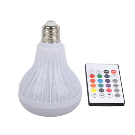 Bluetooth Music Bulb RGBW Farge E26 Base Fjernkontroll Høyttaler LED Pære for Bar Soverom Restaurant 100‐240V