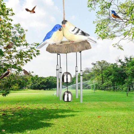 Kolibris vindspel med klocka Färgad harts kolibri klocka trädgård