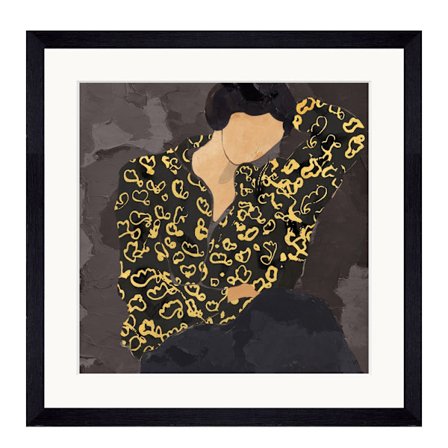 Glasmaleri af dameportræt, 43x43x4cm, flerfarvet