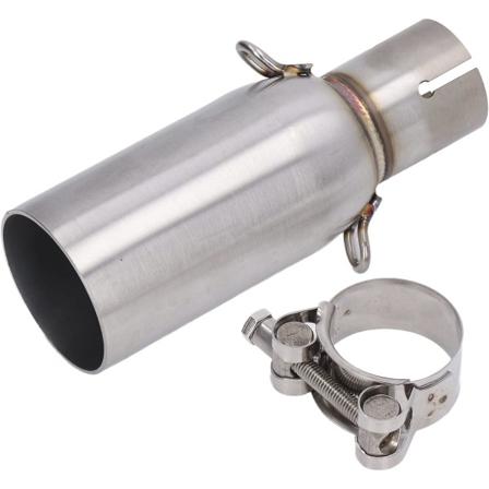 Pakoputken supistaja, pakoputken keskiputki, kiiltäväpintainen moottoripyörä