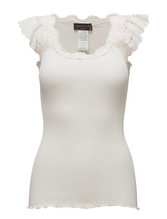 Silk Top W/ Lace T-shirts & Tops Sleeveless Creme Rosemunde