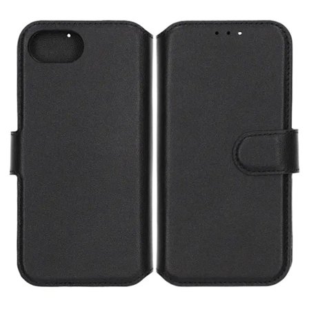 Rvelon Plånboksfodral Läder för iPhone 16e - Svart
