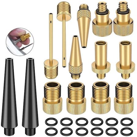 26-osainen polkupyörän pumpun adapteri - venttiili, Woods-rengasventtiilin sovitin, polkupyörän rengaspumpun sovitin (av Dv Sv) pallopumpulla/