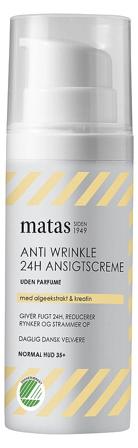 Matas Striber Anti Wrinkle 24H Ansigtscreme til Normal Hud Uden Parfume 50 ml, Skincare, Ansigtspleje, Dagcreme