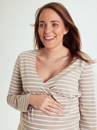 Polarn O. Pyret - Nursing top striped adult - XL - Childrenswear - beige