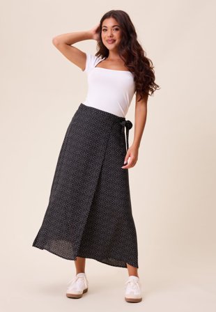 Happy Holly - Viscose Midi Wrap Skirt - 36/38