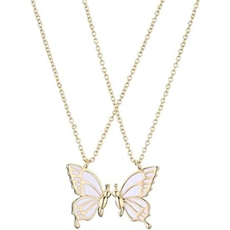 Bedste veninder venskabskæde til 2 piger, Bff langdistance matchende sommerfuglehalskæder smykker gaver til kvinder venner fødselsdagspræsent (