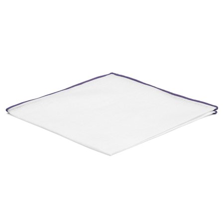 Biała poszetka z lawendowymi krawędziami dla mężczyzn