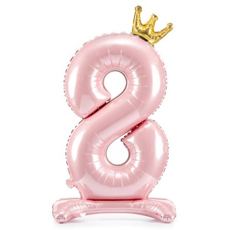 Sifferballong Stående Rosa Krona "0-9" Siffra 8