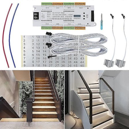 Automatisk DC 12V 24V Trappljusstyrningskit Trappbelysning 32 Kanaler För Trappor Flexibel Strip Led Rörelsesensor