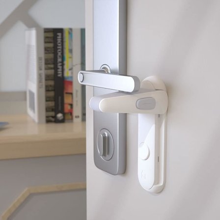 Børnesikring og kæledyrssikring til dørhåndtag, låse til dørhåndtag til småbørn, sikkerhedslåse