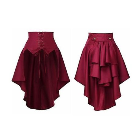 Viktorianisk Burlesk Kjol Gotisk Steampunk Korsett Kostym Punk Svart Bustle Kjolar