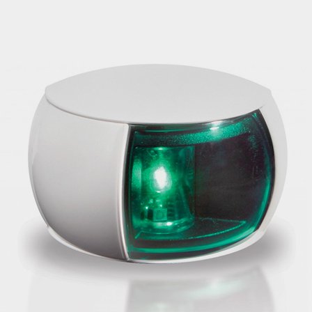 Lanterna di dritta per montaggio laterale Hella Naviled Compact, 0.9 W, 9 - 33 V, 112.5°, plastica/acrilico bianco, 71 x 53 x 33 mm, verde, per barche