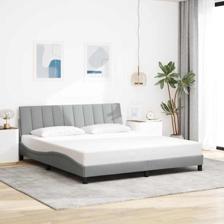 Bed Frame without Mattress "Hanko" Light Grey 180x200cm Fabric