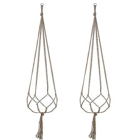 Hengende Tau Makrame Plantepottholder Hengende Plante Henger Hagedekorasjon (2 stk)