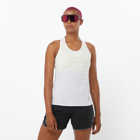 Salomon - T-Shirts Kleding Sense Aero Singlet Gfx W - White / Gray Violet