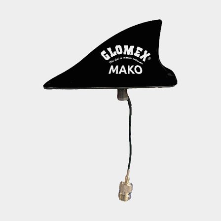 VHF-antenn Glomex Marko, hajfena, svart, 14 x 7 x 6.1 cm, med kabel
