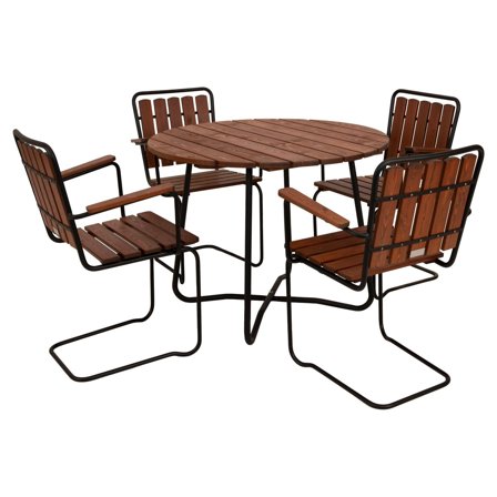 Eden Wood Wilma EW 4071-G68 Matgrupp bord, stolar Ø 100 cm, 4 stolar, Utemöbler