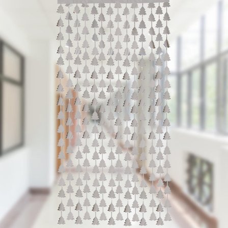 #Julgran Metalliska Gardiner - Silver - 1m*2m, Glimmande Trassel,#