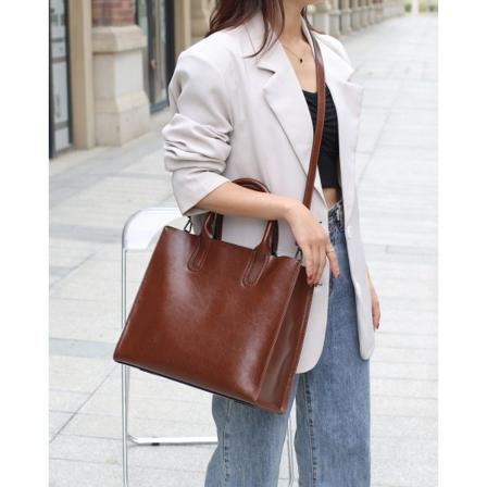 Handväska för kvinnor Tote Crossbody Vintage Läder med stor kapacitet Coffee