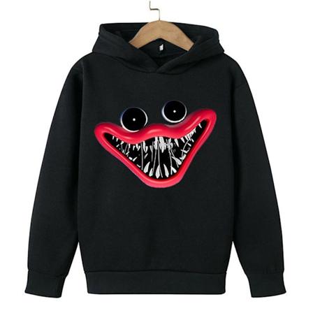 Kid Poppy Playtime Huggy Wuggy Hoodie Jakke Utendørs Vinter - Perfekt Svart Black 160cm