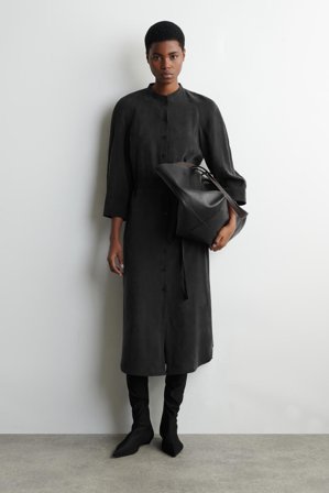 COS Women's Vestido Camisero Midi Con Cinturón in Negro