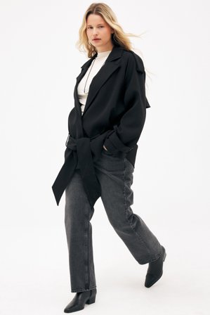 NA-KD Jean droit Way à taille mi-haute - Jeans taille moyenne - Gris - EU 40