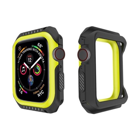 Apple Watch Series 4 44mm mjukt silikonplast skydds skal till klocka - Svart/ Gul