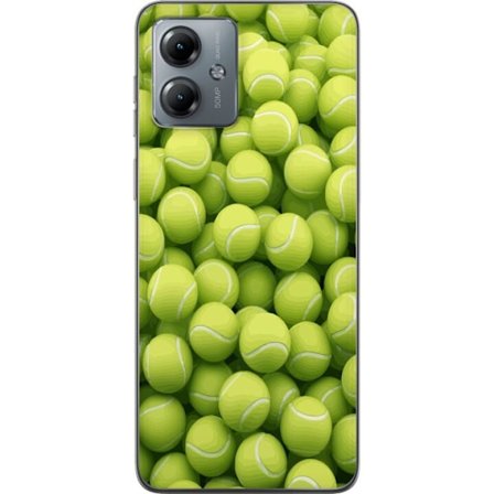 Kompatibel Mobilcover til Motorola Motorola Moto G14 Mønster af grønne tennisbolde i høj detalje, sporty motiv med gentagende tekstur og stærke fa
